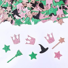 Bensbl 200 Pcs Pink and Green Glitter Confetti, Wicked Witch Themed Table Sca…