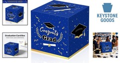 2026 Graduation Card Box – Blue, Foldable, Modern Design