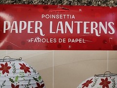 Poinsettia Paper Lanterns 1 Solid Red 2 With Print Christmas 9.5″ Decoration