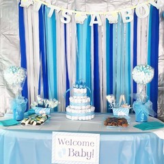 8 PCS Gradient Blue Party Crepe Paper Streamers 82 Feet Wedding Decoration