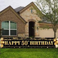 XtraLarge Happy 50th Birthday Banner – 120×20 Inch | 50th Birthday Decorations f