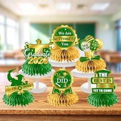 Green and Gold Graduation Decorations 2026,12pcs Green Graduation Table Decorati