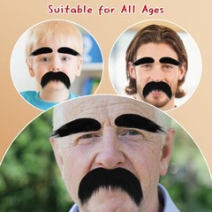 Fake Mustache and Eyebrows Set Self Adhesive Fake Beard for Adults Men Women