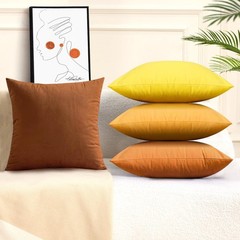 18×18 Inches Yellow Series Pillow Covers for Livingroom and Bedroom, Solid Ve…