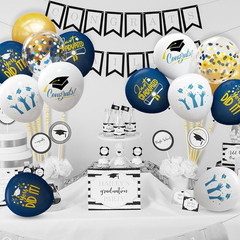 2025 Graduation Party Decorations, 68Pcs Graduation Balloons Blue and Gold Grad
