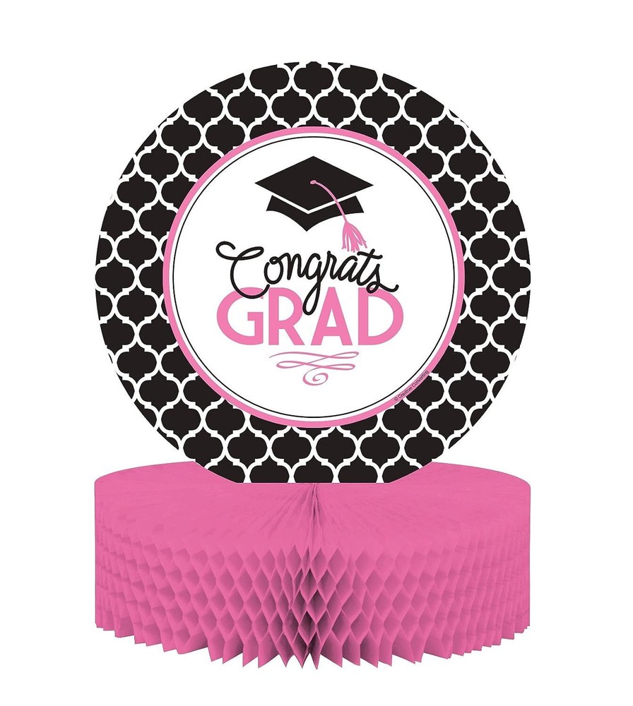 Glamorous Grad Pink Girl School Graduation Party Table Decoration Centerpiece