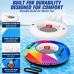 River Tube, 53» River Float Tube with Premium Canvas Cover, Comfortable Back…