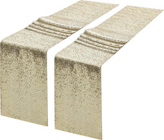 2 Packs 12 x 108 inches Champagne Gold Sequin Table Runner, Glitter Champagne Ta