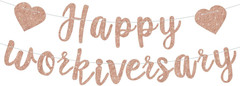 Black Glitter Happy Workiversary Banner – NO DIY -Black Work Anniversary Decorat