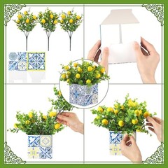 Blue Tiles Lemon Table Centerpiece Decor Amalfi Coast Box Decorations with 4