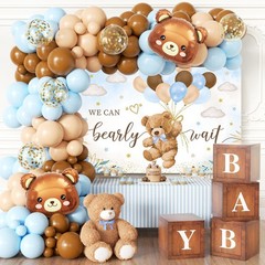 Blue Bear Baby Shower Decorations for Boy, 124pcs Bear Party Decorations with…