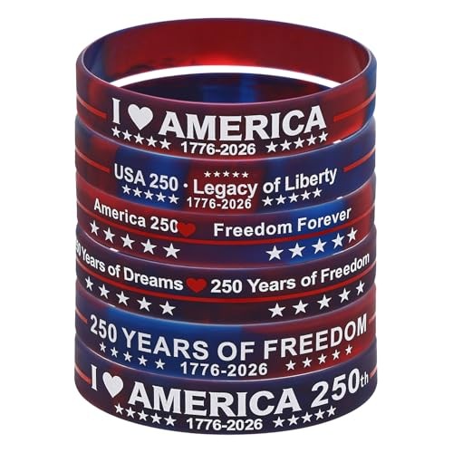 USA 250th Anniversary Bracelets American 4th of July Bracelets USA USA 250 6Pcs