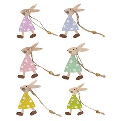 6 Pieces Easter Bunny Hanging Decorations with Rope for Home Indoor Hotel