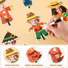 48 Pcs Fall Scarecrow Paper Photo Cutouts for Thanksgiving Bulletin Board Decor