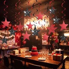 Red Black Hanging Swirls Glitter Star Graduation Decorations 2026 1 PCS