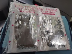 lot 2 COLORFAST Silver Foil Fringe Curtains 3 ft x 6 ft Wedding Party Backdrop