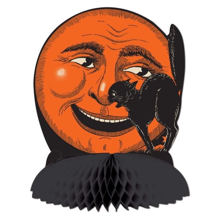 Beistle Vintage Style Halloween Black Cat and Moon Tissue Centerpiece