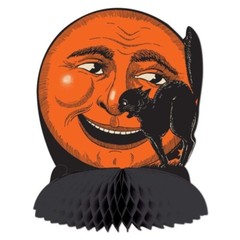 Beistle Vintage Style Halloween Black Cat and Moon Tissue Centerpiece