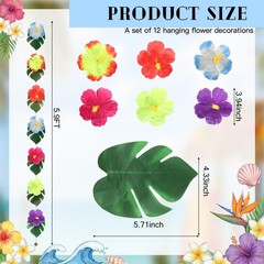 Hawaiian Hibiscus Flower Garland 5.9 ft Tropical Artificial Palm Leaf and Hib…