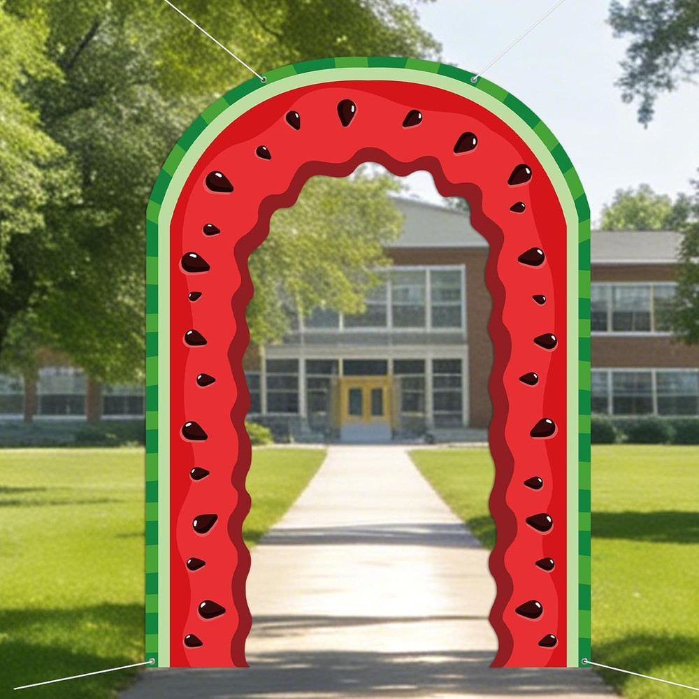 Summer Watermelon Door Cover Watermelon Arch Hanging Banner Summer Themed Backdr