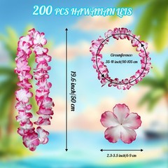 200 PCS Tropical Silk Flower Leis – Hawaiian Necklaces for Luau, Beach Party Fav