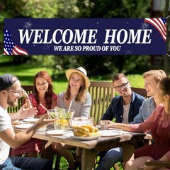 Welcome Home Banner White and Blue Homecoming Backdrop – We Are So Proud of You