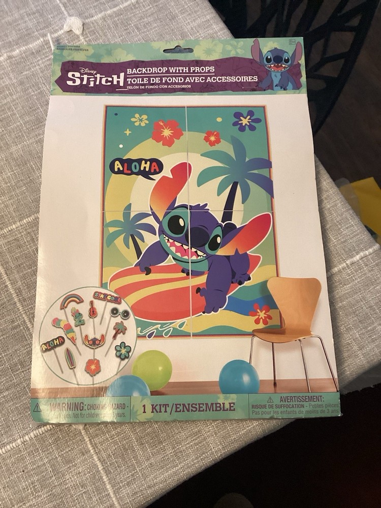 Disney Stitch Backdrop With Props Birthday Summer Fun New