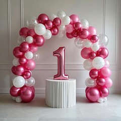 50Pcs Pink & White Bow Balloon Set, 12Inch Latex Balloons,Perfect for Birthda…