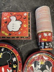 Mickey Mouse Party Decoration Supplies 24 Cups Plates Napkins Knives Forks Spoon