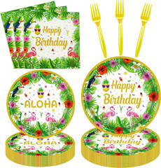160 Packs Tropical Luau Party Decoration Hawaiian Birthday Party Supplies Aloha