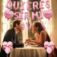 Pink 16″ & 18″ Heart Foil Balloons with 1200 Artificial Rose Petals for Valentin