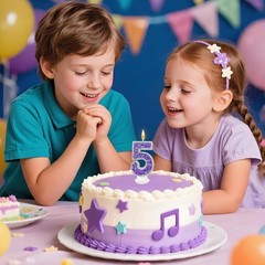 Lurevian K-pop Number 5 Birthday Candle, Star Glitter Filled 5, silver-purple