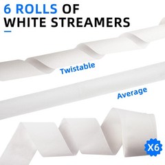 6 Rolls White Crepe Paper Streamers 738 FT Birthday Wedding Party Decor