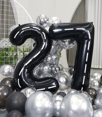 Race Car 40Inch Black 27 Balloon Number Large Helium Race Track 0-9 Giant Dig…