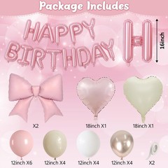 Boho Dusty Pink Bow Decorations for Girls, Blush Champagne Gold Sand White Cr…