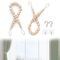 For indoor outdoor curtain ties 2pcs wooden beads with hooks and nails