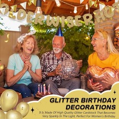 Champaign Gold Glitter Birthday Banner Set – 3 Pre-Strung for Women’s Parties