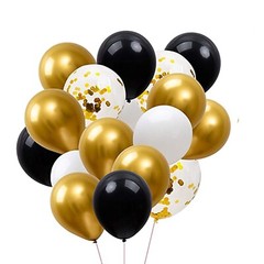 Black Gold Happy Birthday Banner Latex Aluminium Film Balloons decorations set