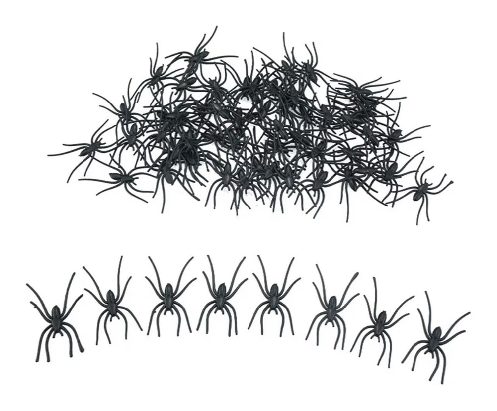 200 PCS Plastic Spiders Realistic Spiders Halloween Prank Props Decorations