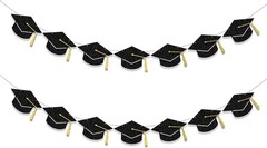 Graduation Decorations Class of 2026 Party Supplies Banner Caps Gold Black