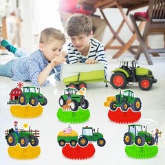 9 Pcs Tractor Honeycomb Centerpieces Farm Green Tractor Themed Party Supplies