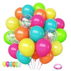 Hawaiian Balloons Set, 65Pcs 12In Summer Party Balloons with Hot Pink Tropical