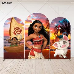 Moana Tropical Seaside Arch Backdrop Cover Birthday Party Background Decorations