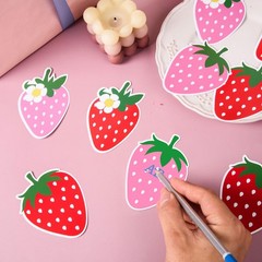 MixTeach 48 Pieces Strawberry Cutouts Summer Berry Paper Cutouts Strawberry S…