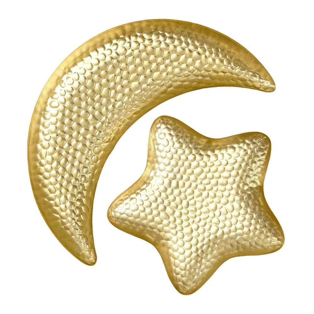 2 Pcs Hammered Star and Moon Fruit Plate Eid Mubarak Decorations for Table