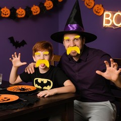 Yellow Mustache and Eyebrows for Kids Adults – Self-Adhesive Fake Beard,…