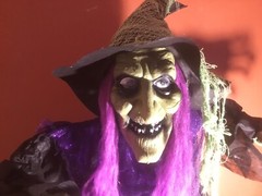 ANIMATED WITCH GROUNDBREAKER HALLOWEEN DECOR PROP SCARY SOUND LIGHT MOVEMENT