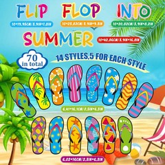 75 Pcs Summer Bulletin Board Decorations May Flip Flop Beach Hawaiian Theme Cuto
