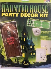 Haunted House Party Decor Kit Door Cover, Spider Web, Hanging Ghosts, Glow Eyes