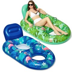 FindUWill Inflatable Pool Float Lounger Adult-2 Pack 65″ x 42″ Floats Chairs